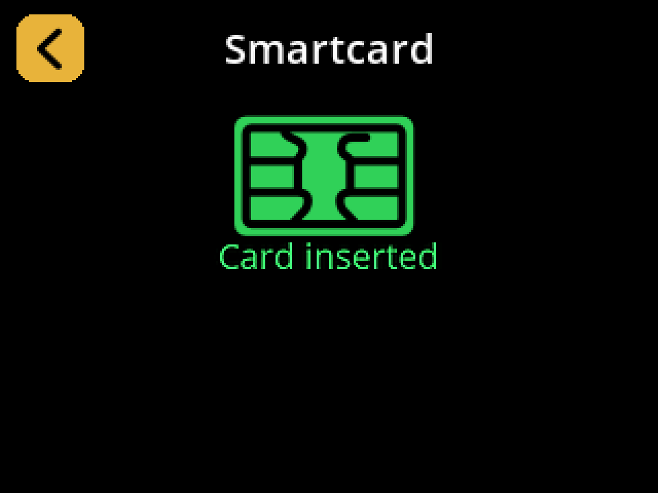 Card inserted confirmation in green